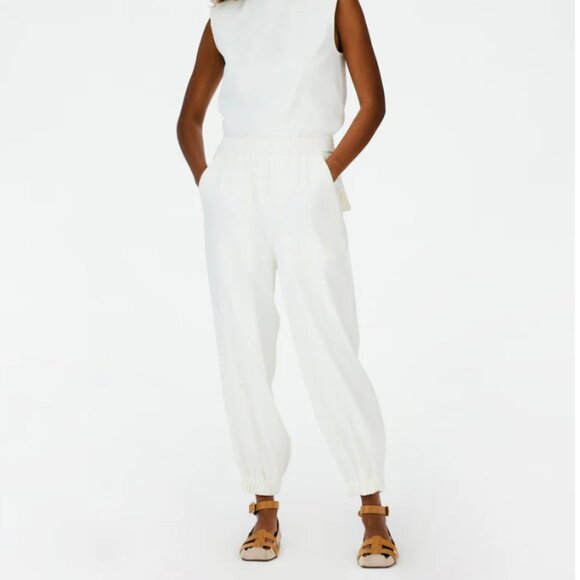 Tibi Pants - Tibi Chalky Drape Plashet Jogger- Regular- White- SR